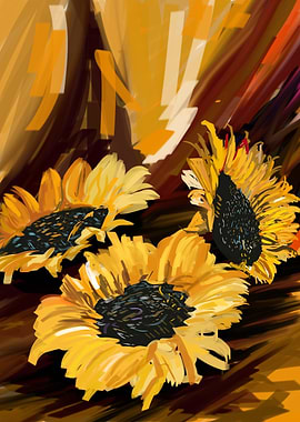 Abstract Sunflowers Painting