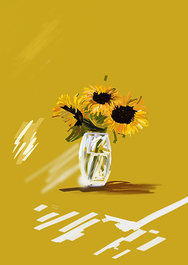 Sunflowers in a Glass Vase