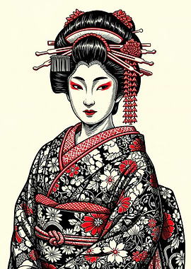 Geisha in Floral Kimono
