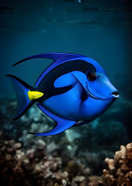 Blue Tang Fish Underwater