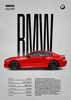 BMW M2 G87 Car Poster