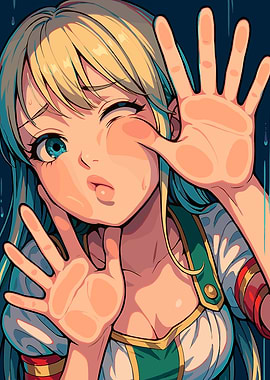 Anime Girl Pushing Against Glass