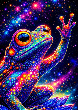 Psychedelic Frog in Cosmic Galaxy