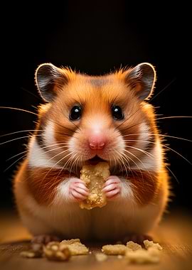 Cute hamster eating a treat