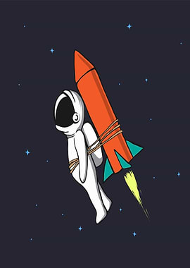 Astronaut Tied To Rocket In Space