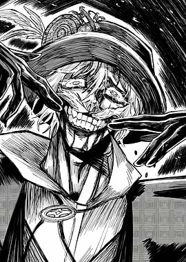 Disturbing Anime Character with Wide Grin