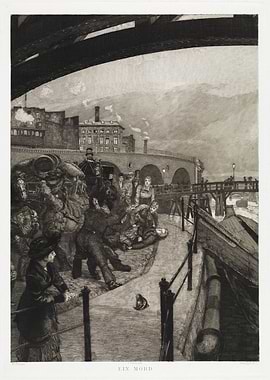 A Dramatic Scene Under a Bridge