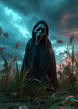 Ghostface in a Field at Dusk