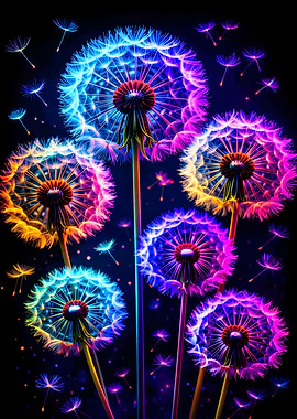 Neon Dandelions in Bloom