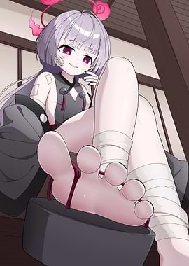 Anime Girl with Bandages and Red Accents