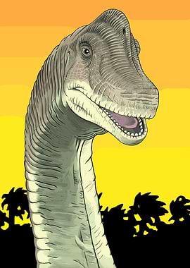 Dinosaur in a prehistoric landscape