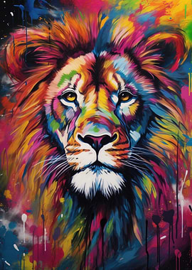Colorful Lion Portrait