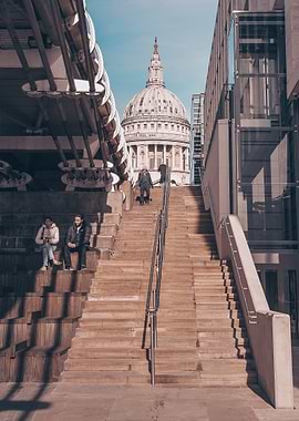 St. Paul's Cathedral and Millennium Bridge stairs