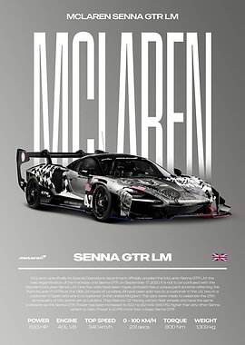 McLaren Senna GTR LM Car Poster