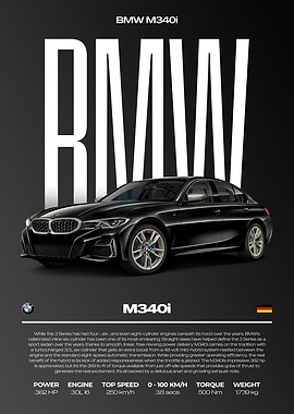 BMW M340i Car Poster