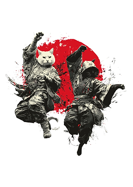 Samurai Cats Fighting