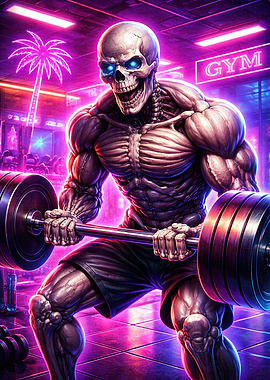 Meme Absurd Skeleton Bodybuilder Lifting Weights