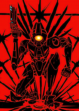 Robot Warrior with Glowing Eye