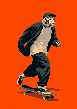 Tiger Skater on Orange Background