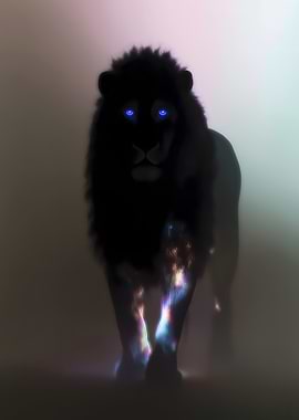 Mystical Lion with Glowing Eyes