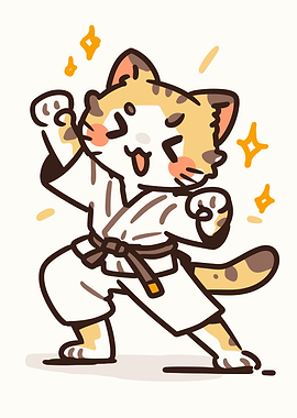 Cute Cat in Karate Gi