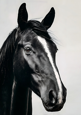 Close-up of a black horse's head