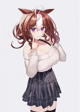 Anime Girl in Sweater and Skirt