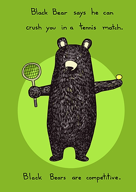 Black Bear Playing Tennis