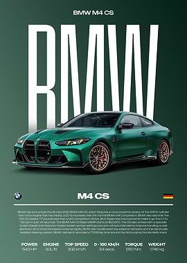 BMW M4 CS Car Poster