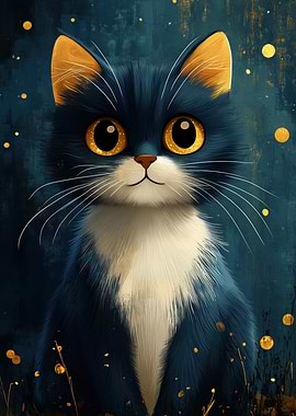 Cute Cat with Big Golden Eyes