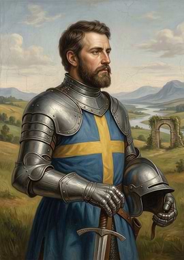 Knight with Swedish Flag