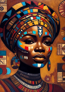 Portrait of Woman with African-inspired Face Paint
