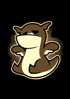 Cute Brown Creature with Halftone Background