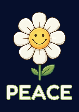 Anti War Peace Daisy Flower Retro Smiley