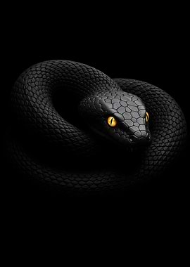Black Snake with Yellow Eyes