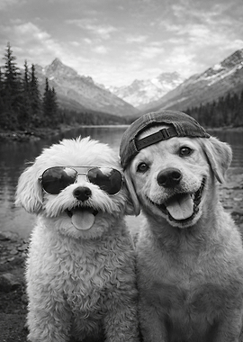 Two Dogs Smiling