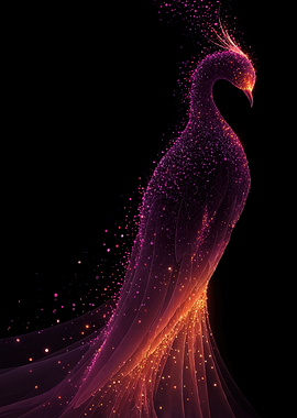 Sparkling Phoenix on Black Background