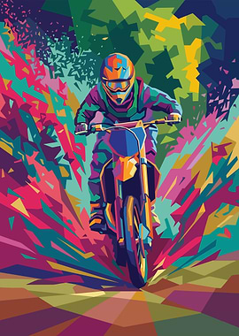 Motocross Rider in Abstract Background
