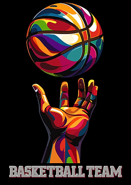 Colorful Basketball and Hand