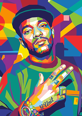Colorful Pop Art Portrait of Kid Cudi