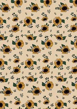 Sunflower Pattern with Leaves
