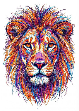 Vibrant Lion Portrait