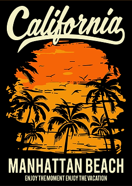 California Manhattan Beach Sunset Palm Trees