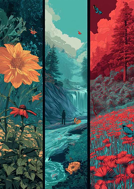 Triptych of Nature Scenes