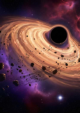 Black Hole with Accretion Disk and Asteroids