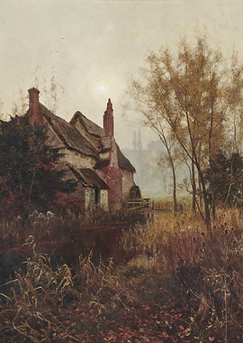 Misty Mill House in Autumn