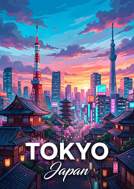 Tokyo Japan Cityscape at Sunset