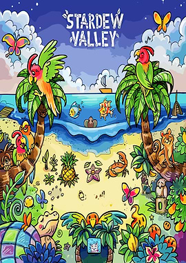 Stardew Valley Tropical Beach Scene