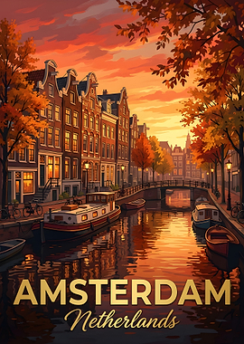 Amsterdam Canal at Sunset
