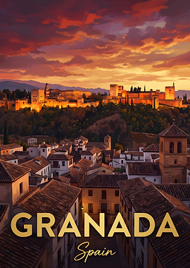 Granada Spain Cityscape at Sunset